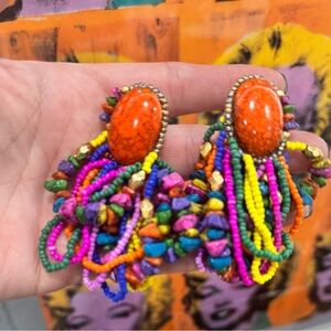 Authentic Chipita Earrings
Vintage Hand Sewn Multicolor
Dangle Drop Stud Posts
